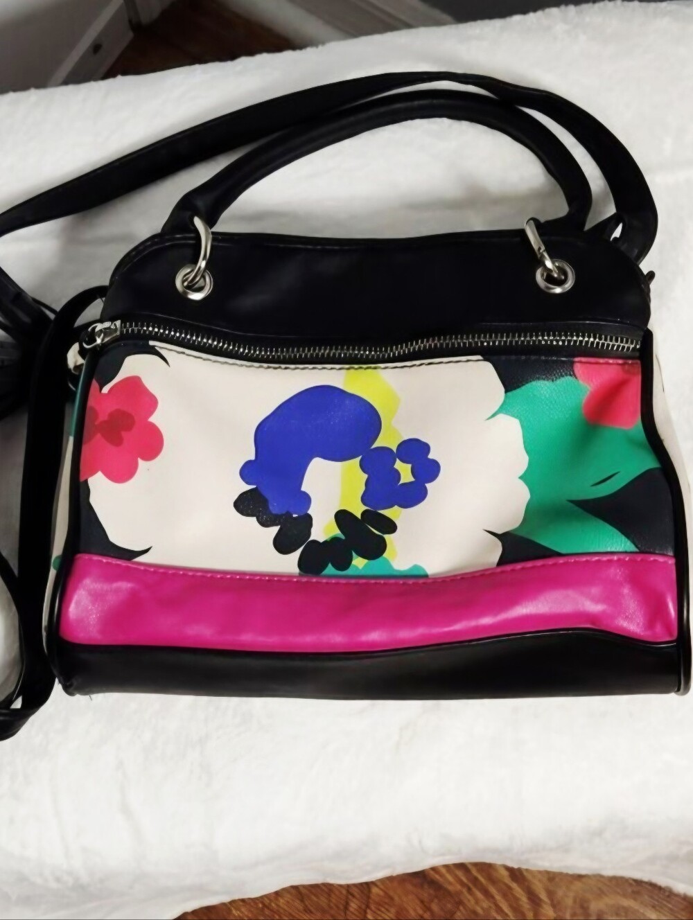 Rosetti Floral Poppin Petals Crossbody Pink, Green, Blue, Black.